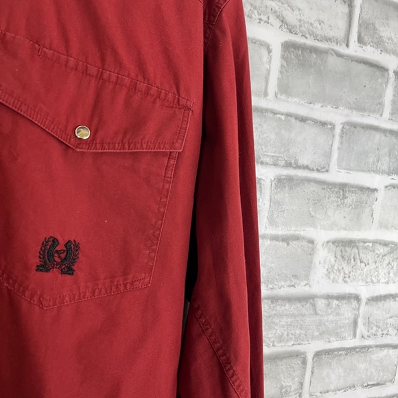 Roper Western Dark Red Double Pocket Long Sleeve Button Up Shirt Mens Medium - Picture 2 of 7